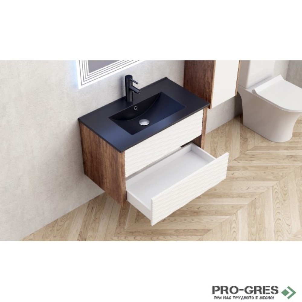 Долен шкаф за баня с умивалник, Inter Ceramic ICP 8043 +ICC 8066B